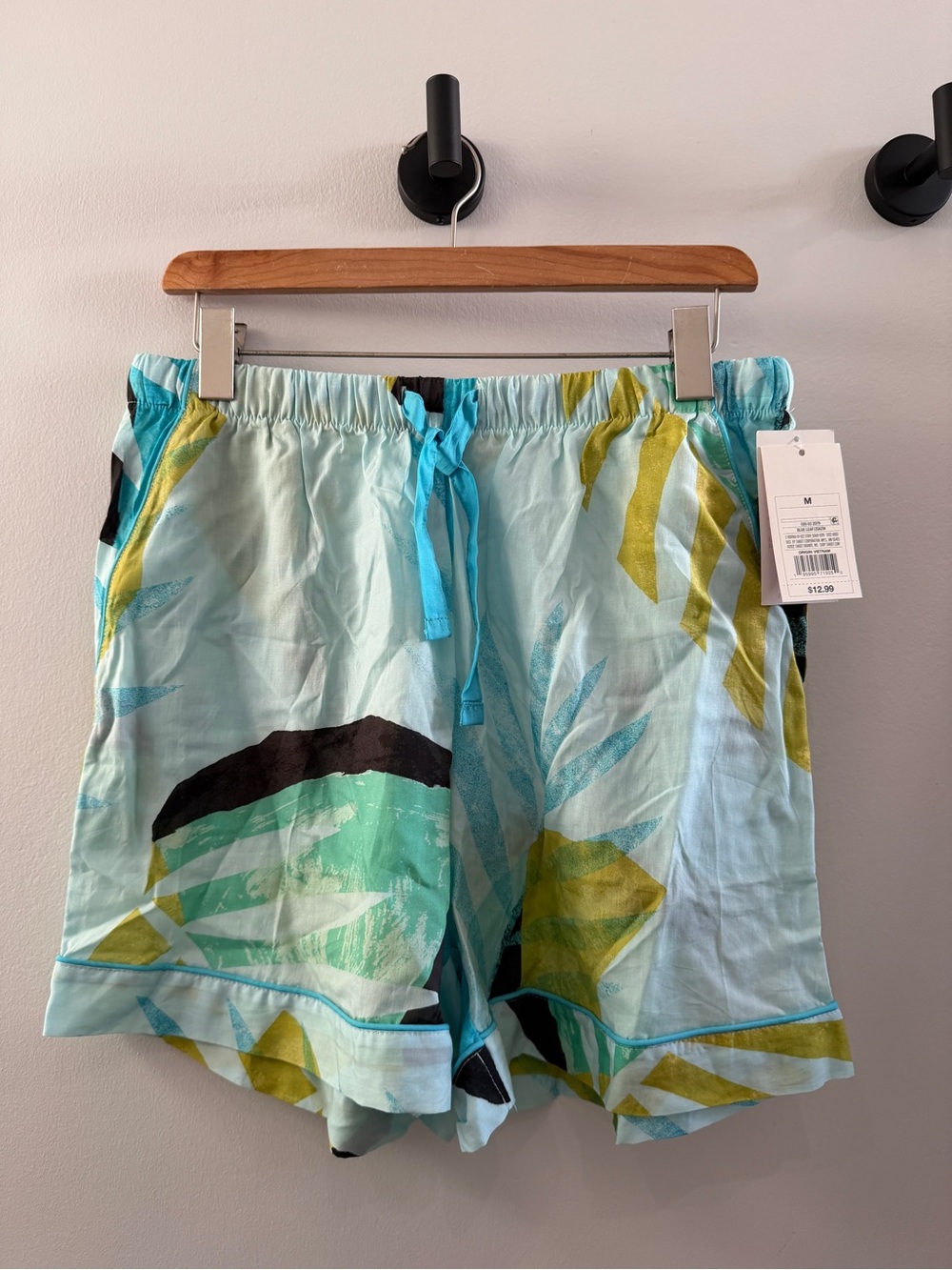 stars above Aqua Tropical Print Drawstring Shorts